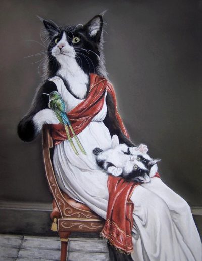 chat et chaton assis