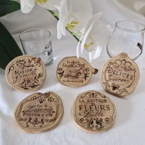 sous verres ancien pyro