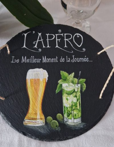 ardoise ronde apéro